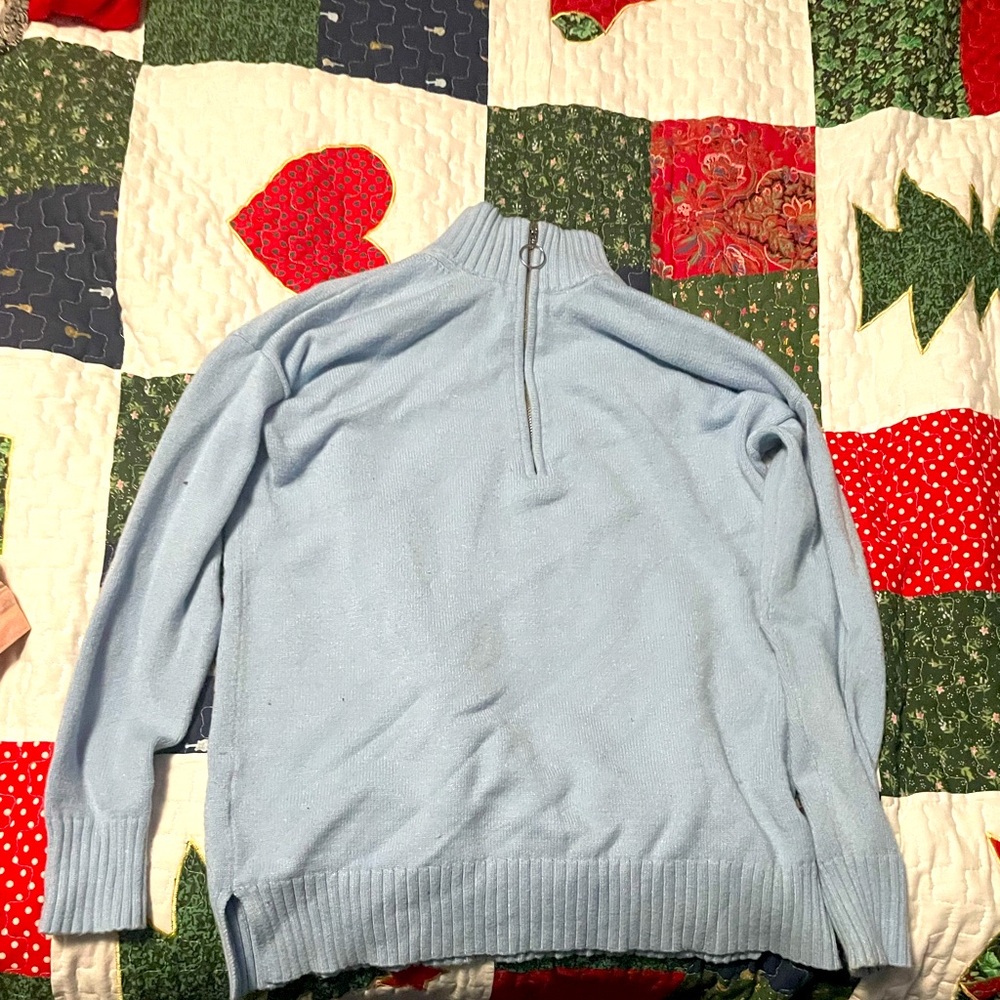 Light blue knit zip up sweaterer
